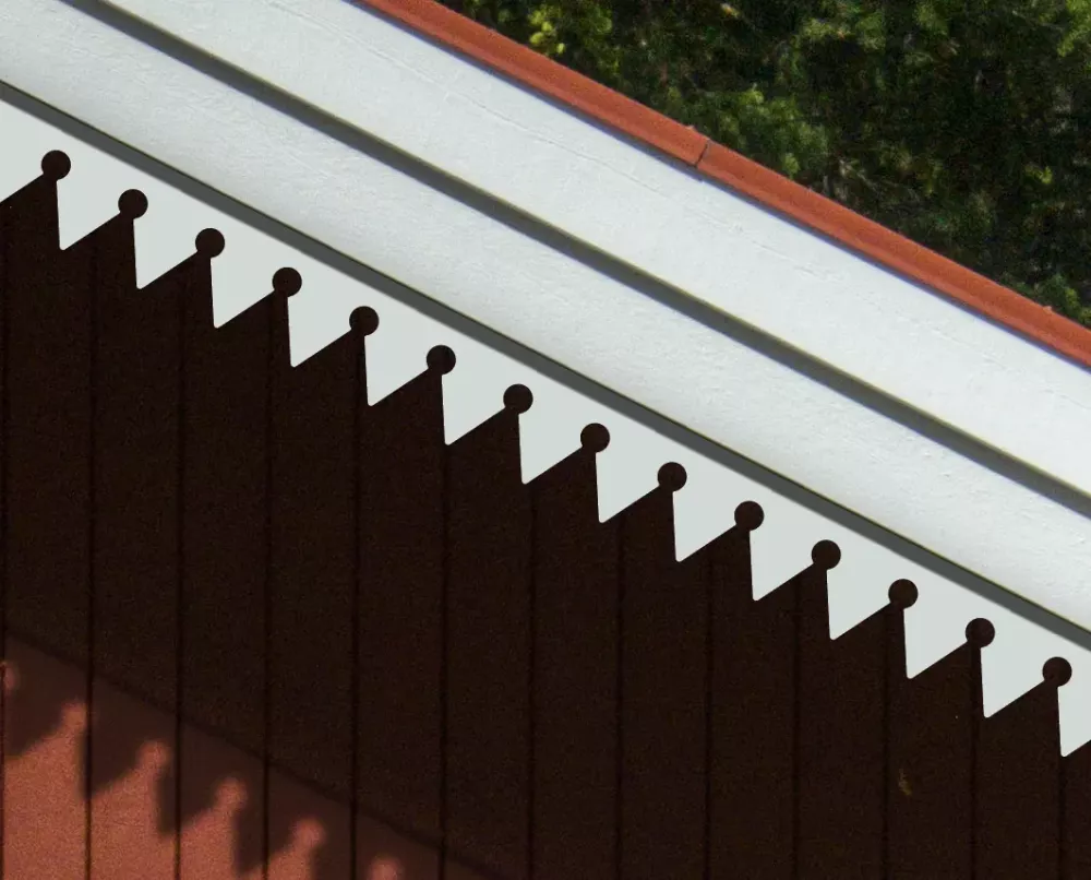 A red house with victorian decoration & running trim 017 for eaves & bargeboards from Swedish Gaveldekor