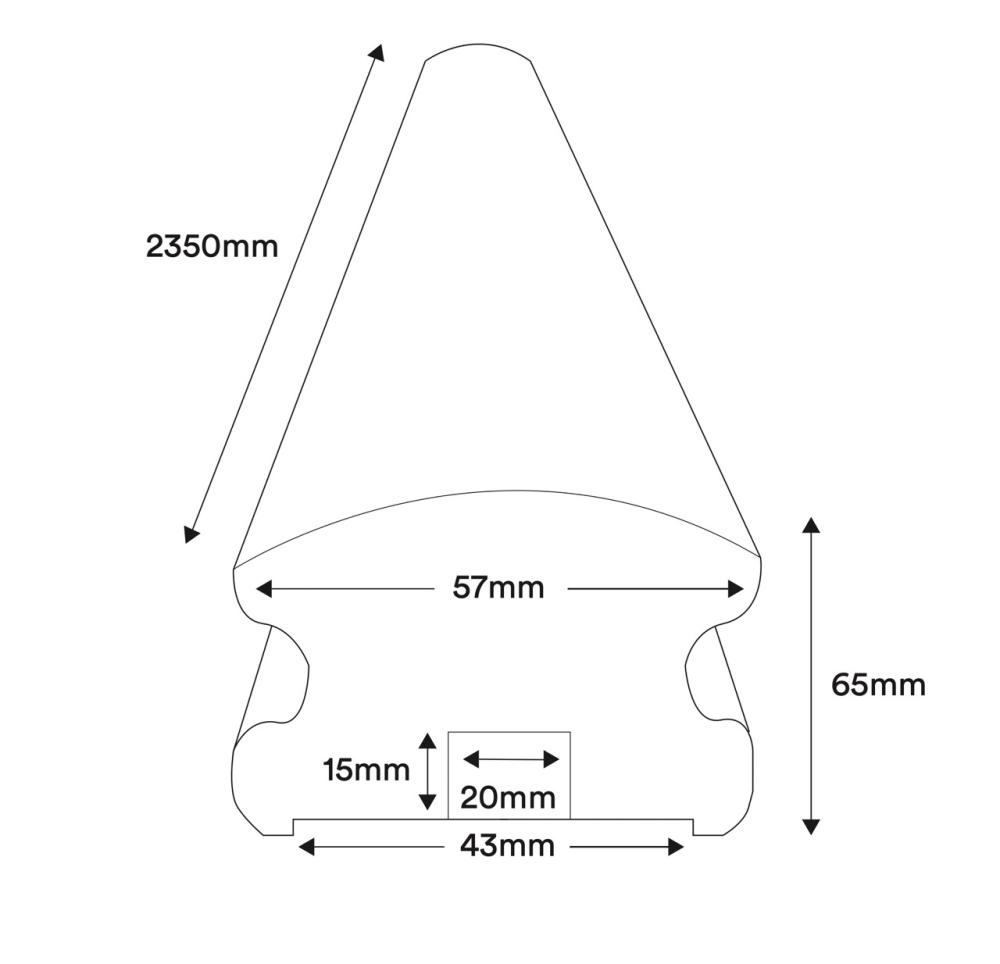 Handlauf aus holz - 2350 x 65 x 56 mm - Nr. 32-NG-203A
