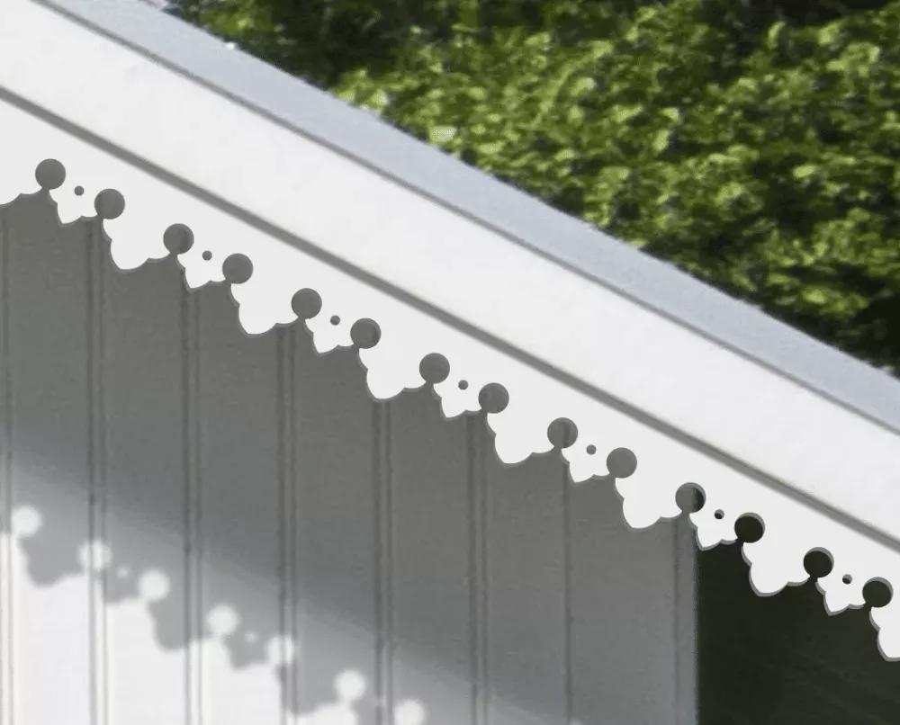 A white house with victorian decoration & running trim 005 for eaves & bargeboards from Swedish Gaveldekor