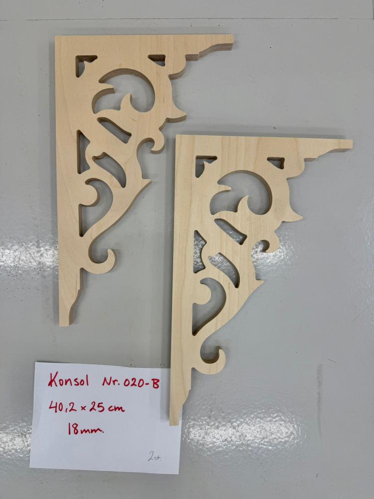 Wooden Victorian Bracket - No. 020-B 25x40,2cm Birch 18mm OUTLET