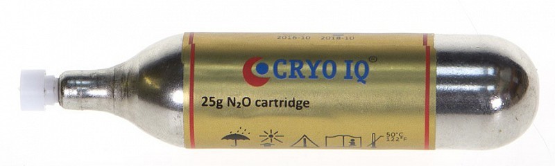 Gasbehållare 25 g, N2O med ventil CryoIQ