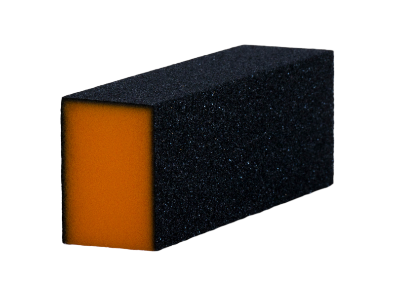 Polerblock svart orange 3-sid.