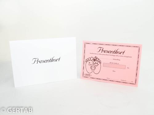 Gavekort med kuvert 50 stk rosa fod