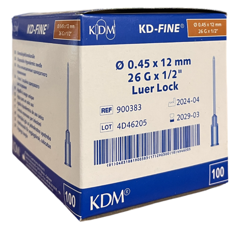 Kanyl 0,45 x 12mm Luer 100st/frp