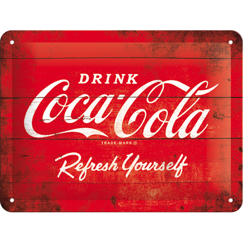 Metalskylt Coca Cola - refreshing 15x20cm