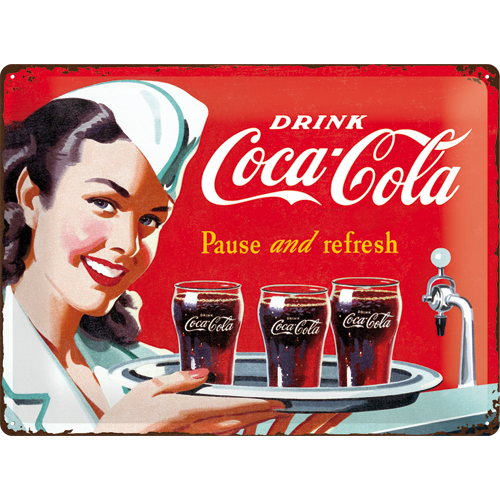 Metalskylt Coca Cola waitress 30x40cm
