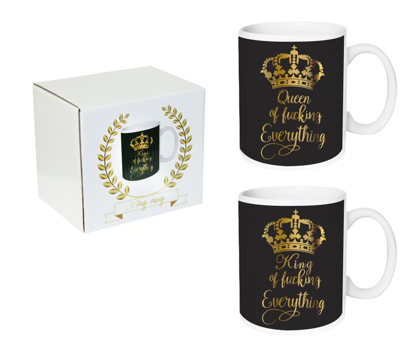 Queen or King of fucking everything - Jumbomugg  11X13cm Svart
