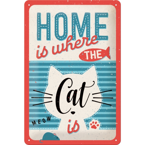 Home is where the cat is - metallskylt 20x30cm