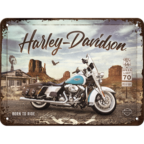 Metallskylt - Harley Davidson route 66 road kin (15x20cm)