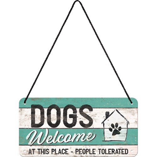 "Hanging Sign ""Dogs Welcome"",  10 x 20 cm"