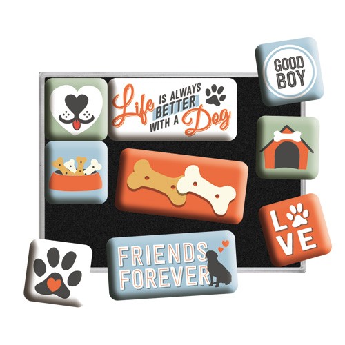 Magnetset "Pfotenshild -everthing  is" 9st i box, 7x9,3x2cm"