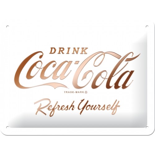 Metallskylt - Coca Cola logo white refresh (15x20)