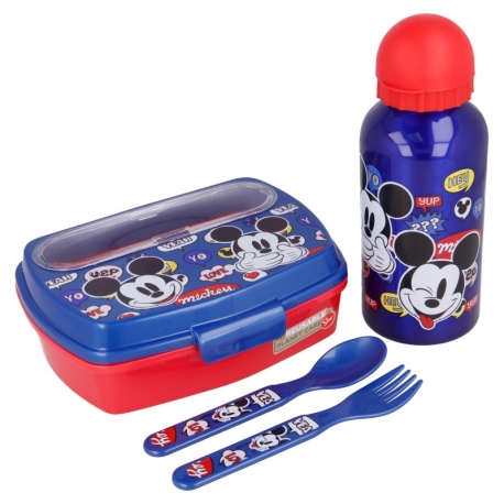 Mickey Mouse - Sandwish box with cutlery and Aluminium bottle