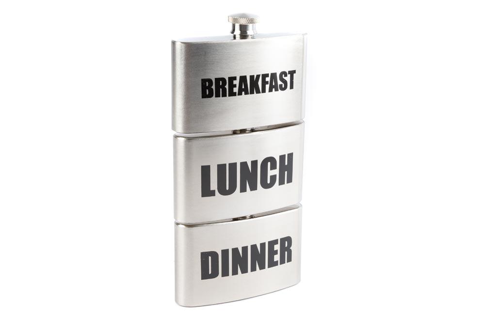 Metal Flask  "Breakfast - Lunch - Dinner"  3x88ml
