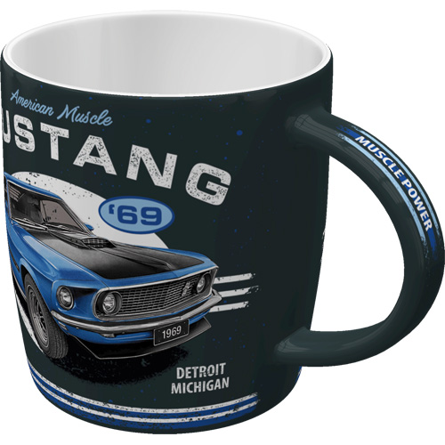 "Mugg "Ford Mustang - 1969   Mach 1 Blue", 8,5 x 9 cm, 0,33L"