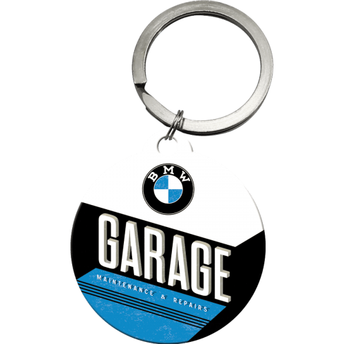 "Nyckelring rund "BMW Garage",   4,5 x 6 cm"