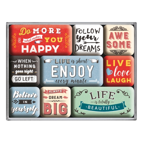 "Magnetset "Enjoy life" 9st i box,   7x9,3x2cm"