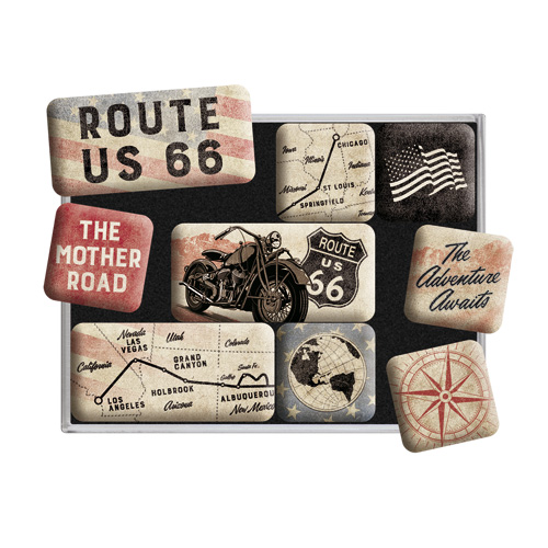 Magnetset "Route 66 us" 9st i   box, 7x9,3x2cm"