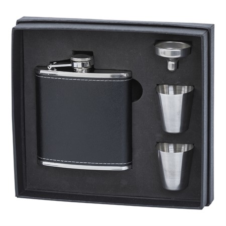 Set med Plunta & Snapskoppar " Svart Konstläder"