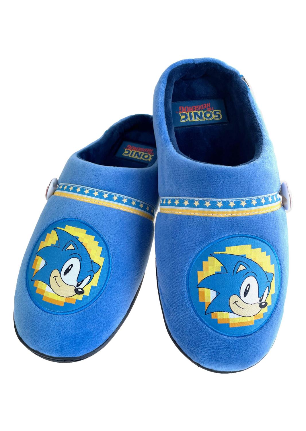 Sonic Go Faster Mule Slippers Blue Adult Large UK 8-10 rubber sole