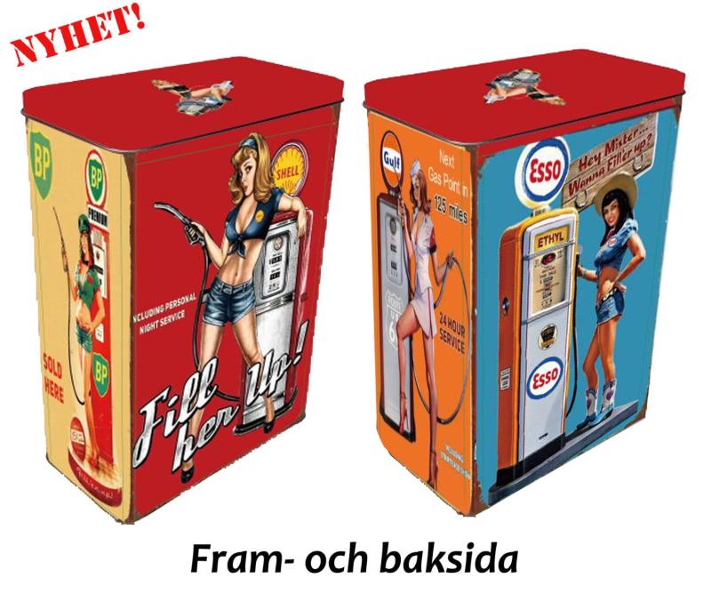 Plåtburk - Gulf Shell BP Esso (girl)