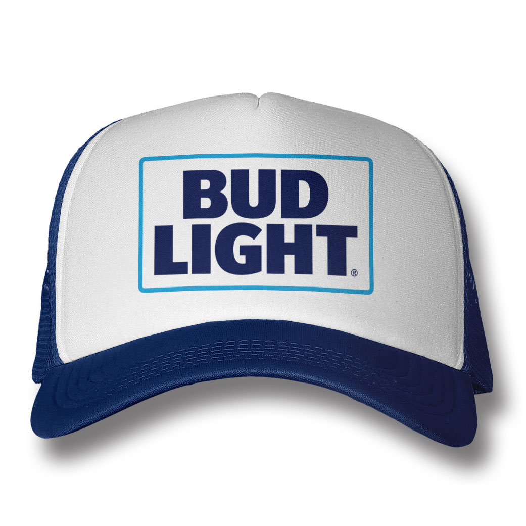 Bud Light Logo Trucker Cap -White-Navy