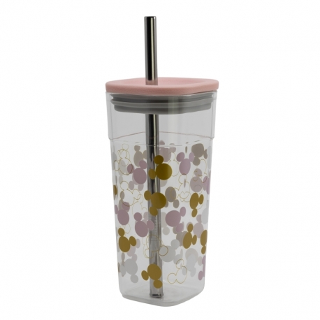 Disney Mickey -  Cube tumbler with stel straw (540ml)
