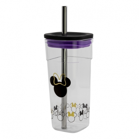 Disney Minnie -  Cube tumbler with stel straw (540ml)
