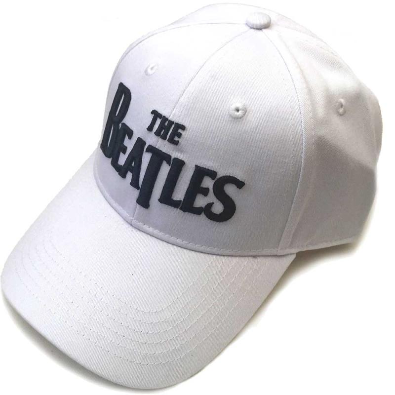 THE BEATLES UNISEX BASEBALL CAP: BLACK DROP T LOGO (WHITE)