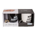 Ceramic mug , Mr Right & Mrs Always Right with ring handle
