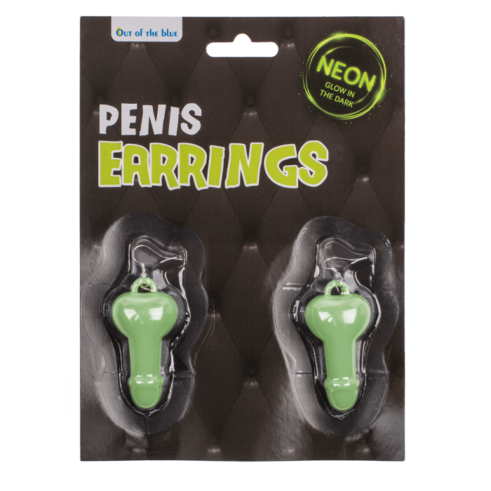 Earrings, Penis, Glow in the Dark, approx. 5,5 x 3 cm, plastic & iron