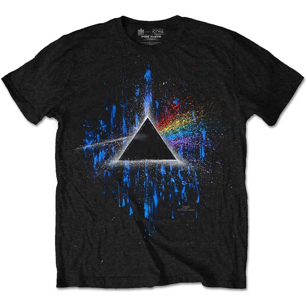 Pink Floyd Unisex T-Shirt: Dark Side of the Moon Blue Splatter