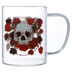 Skull & Roses glass mug