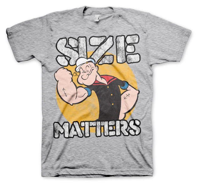 Popeye - Size Matters T-Shirt / Ljusgrå