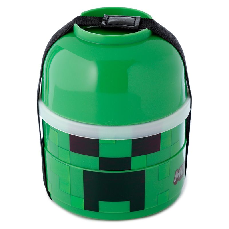 Minecraft creeper Stacked round bento lunch box
