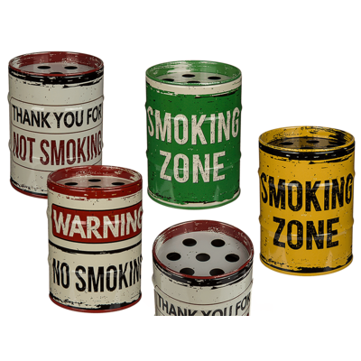 Metal ashtray, Oil Drum, D: ca. 7, 5 cm, 4 ass
