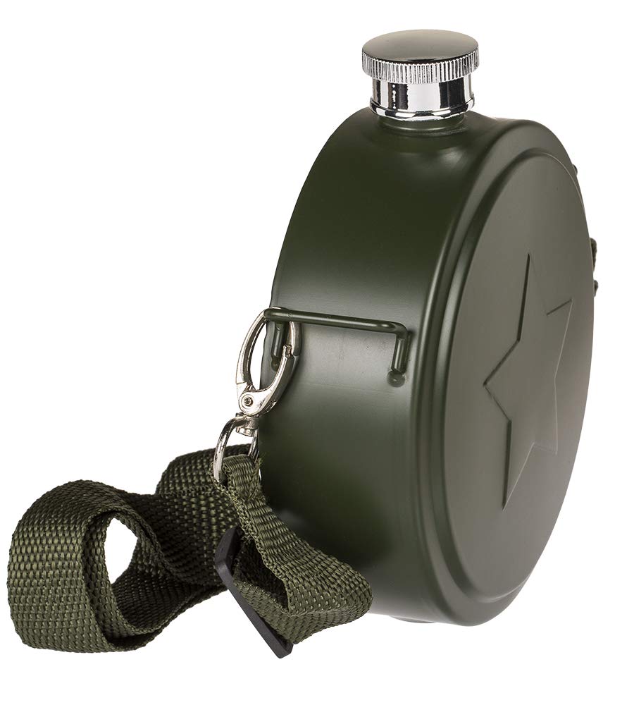 Military Flask with shoulder strap  (530ml) Stainless Steel