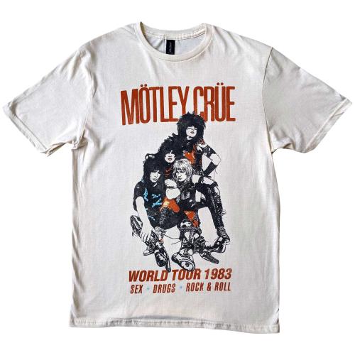 MOTLEY CRUE UNISEX T-SHIRT: WORLD TOUR VINTAGE