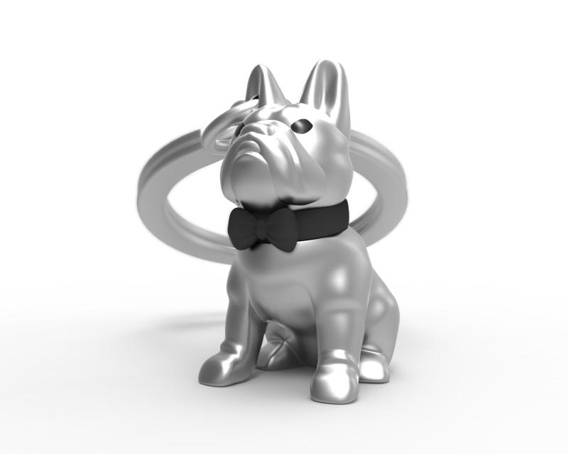 Nyckelring/Berlock Bulldog, svart rosett