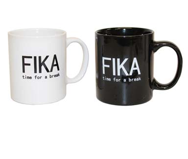 FIKA - time for a break mug svart/vit