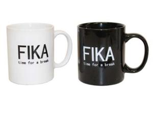 FIKA - time for a break mug svart/vit