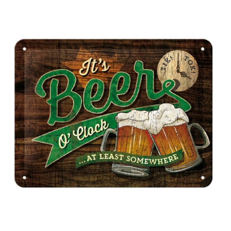 Metallskylt - It's beer O'Clock glasses (15x20)
