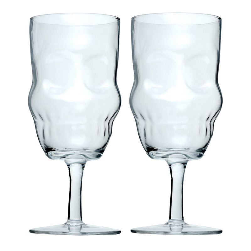 2-Pack Glas Dödskalleformade Vinglas