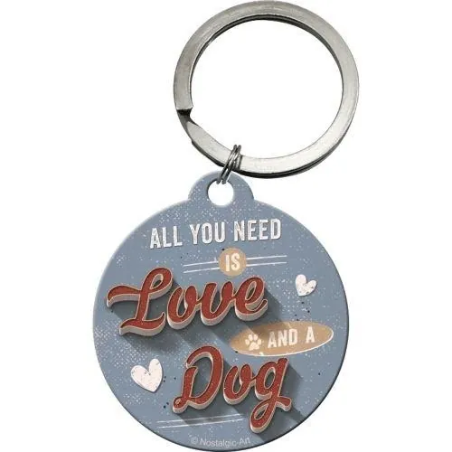 "Nyckelring rund "Pfotenschild -   Love dog", 4,5 x 6 cm"