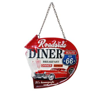 Väggdekal metall (30x30cm) Diner Route 66