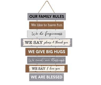Väggdekal - Our family rules (40x58cm)
