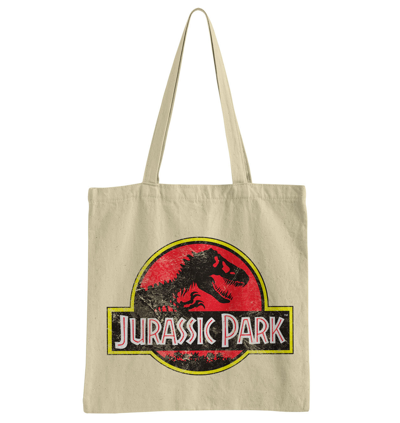 Jurassic Park Distressed Logo Tote Bag / Offwhite