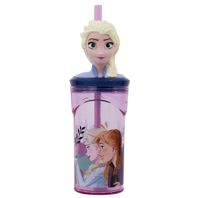 Stor tumbler - dricksglas med sugrör med stor Elsa figur från Disneys Frozen (Frost)
