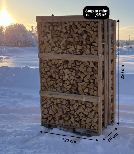 Björkved helpall ca. 1,95 m3 staplat/3 m3 stjälpt mått (hemleverans fraktfritt i hela Sverige)