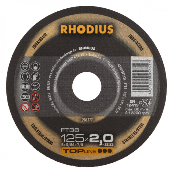 RHODIUS KAPSKIVOR FT38 INOX 125×2,0 ( 25st/fp )